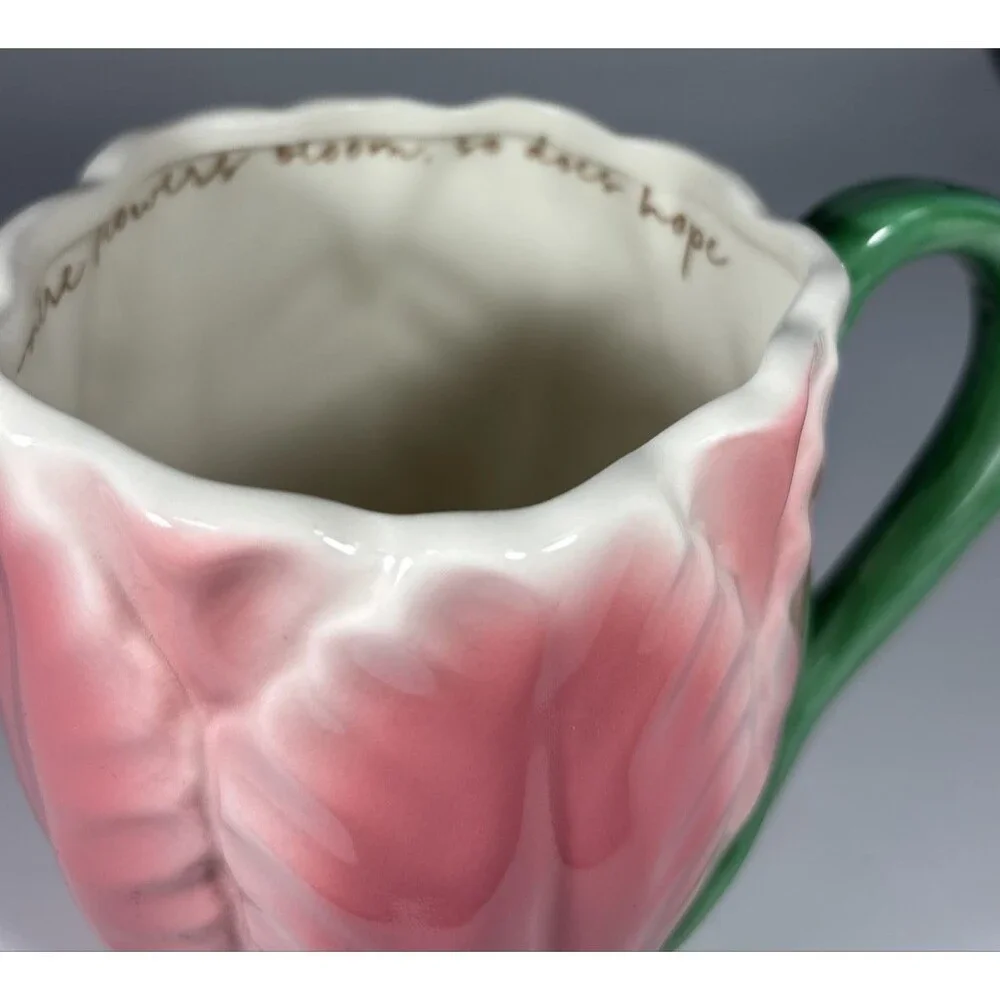 Williams-Sonoma Pink Tulip Flower 16 oz Coffee Tea Mug GUC